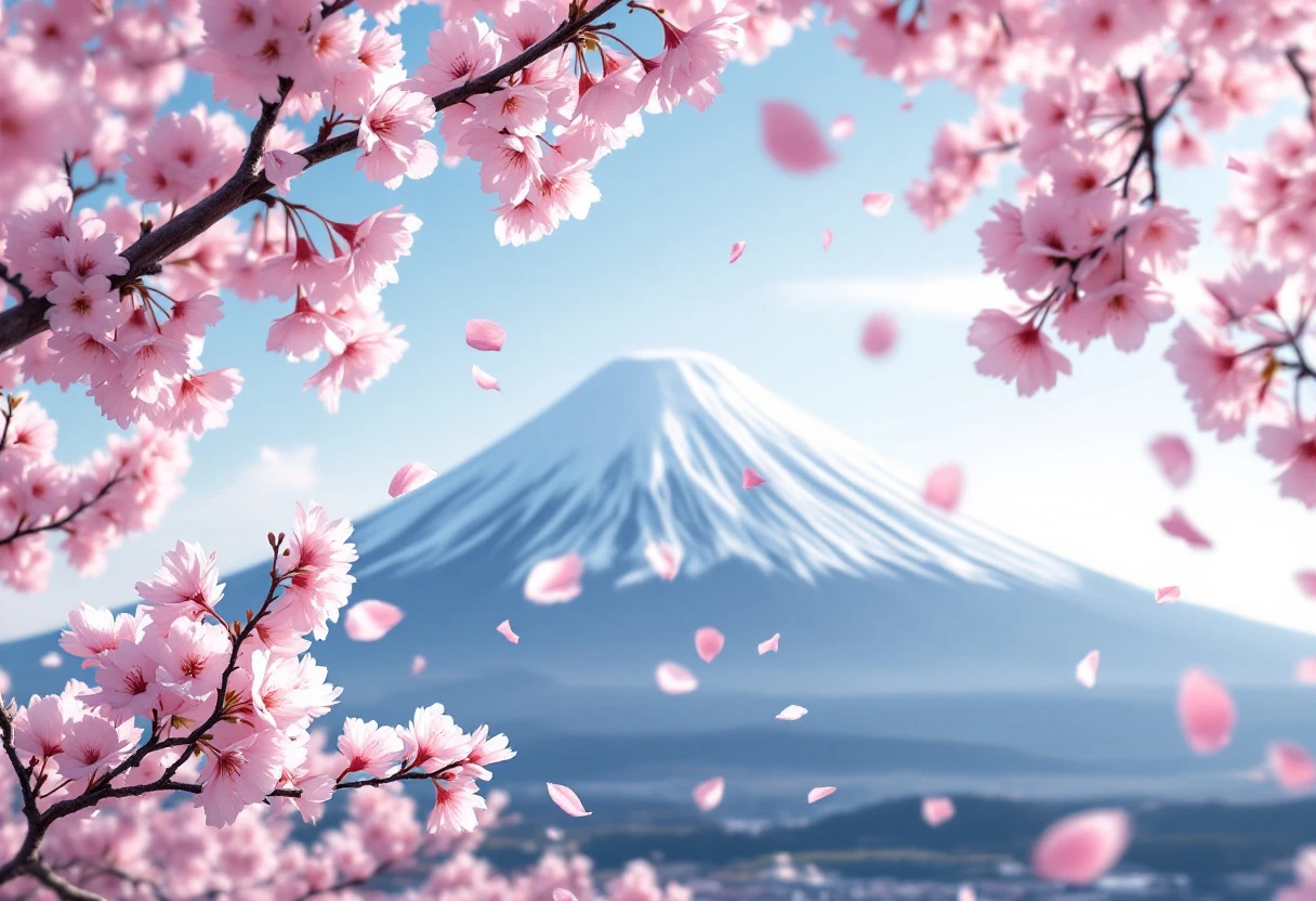 Mont Fuji en toile de fond et pétales au premier plan : l’effet carte postale dans votre salon