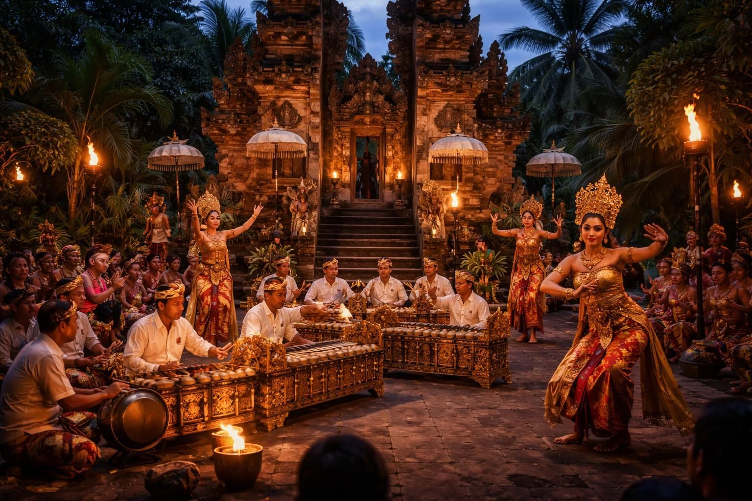 Assistez aux spectacles traditionnels balinais avec gamelan, danses sacrées et orchestres locaux