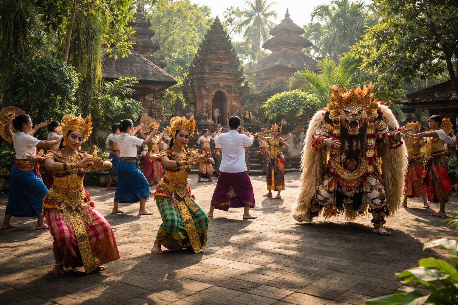 Danses traditionnelles balinaises comme activité physique avec cours de Legong et Barong à Ubud