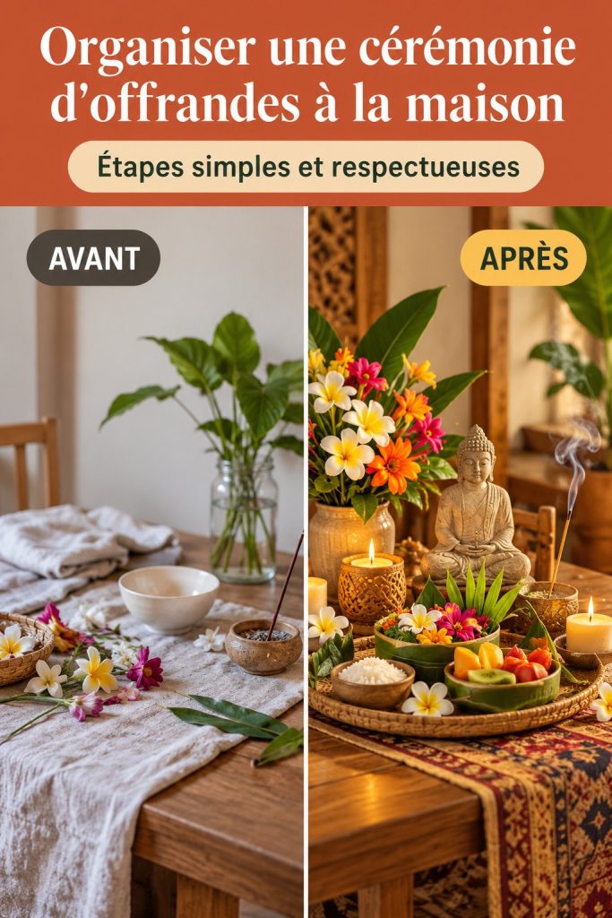 Organiser une cérémonie d&rsquo;offrandes à la maison : guide pratique